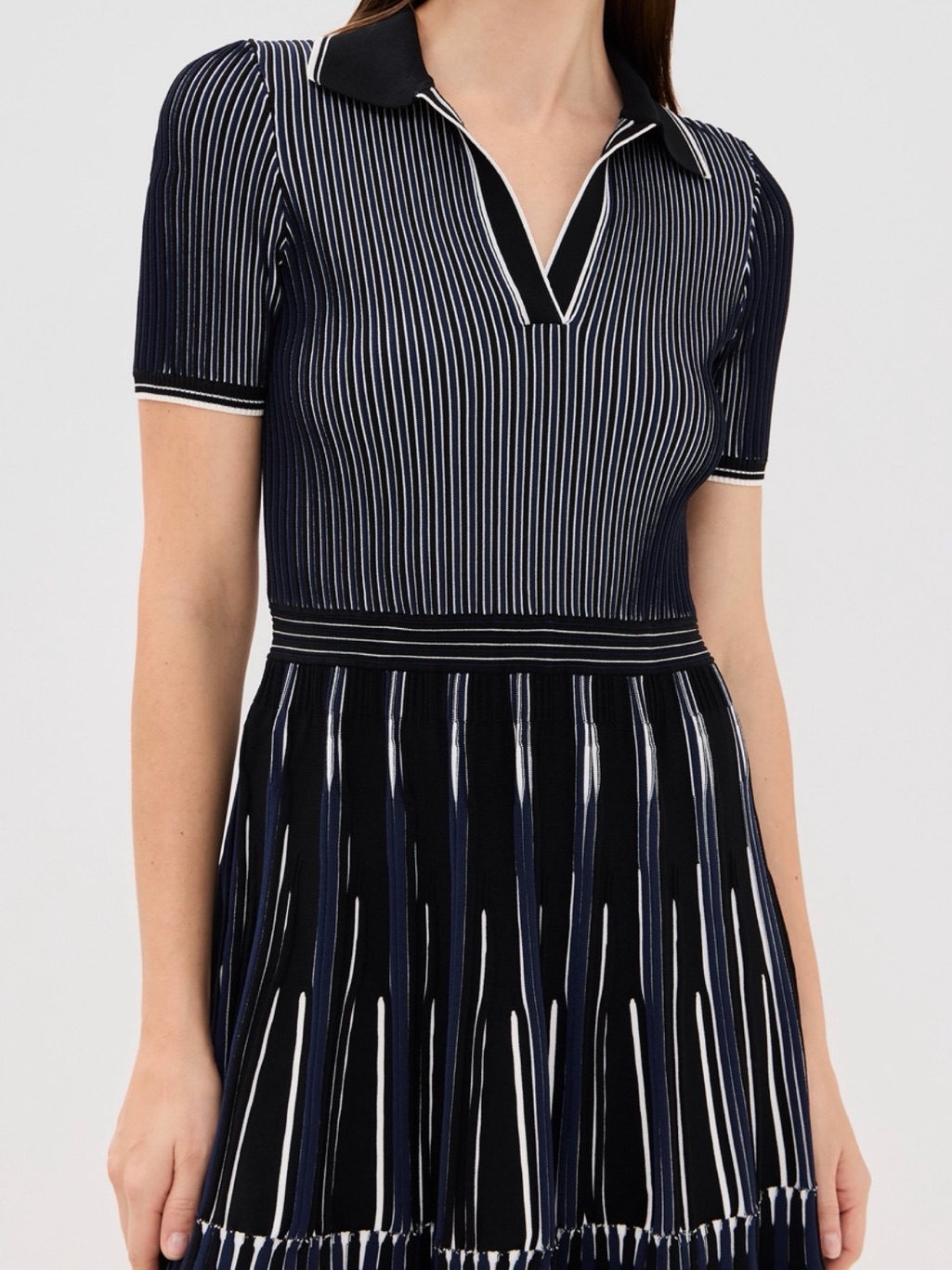 Simkhai Women's Navy & White Striped Polo-Knit Dress